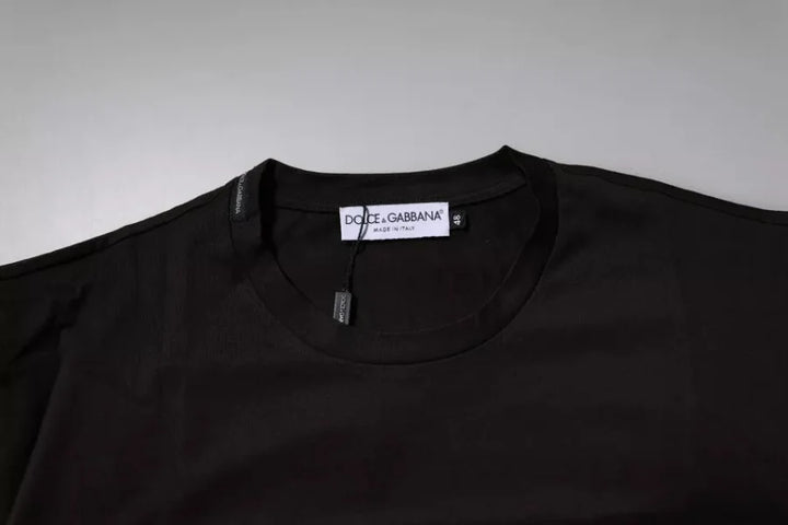 Dolce &amp; Gabbana Dark Brown Logo Cotton Crew Neck T-shirt