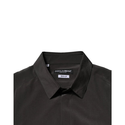 Dolce & Gabbana Dark Brown Silk Dress Shirt for Men