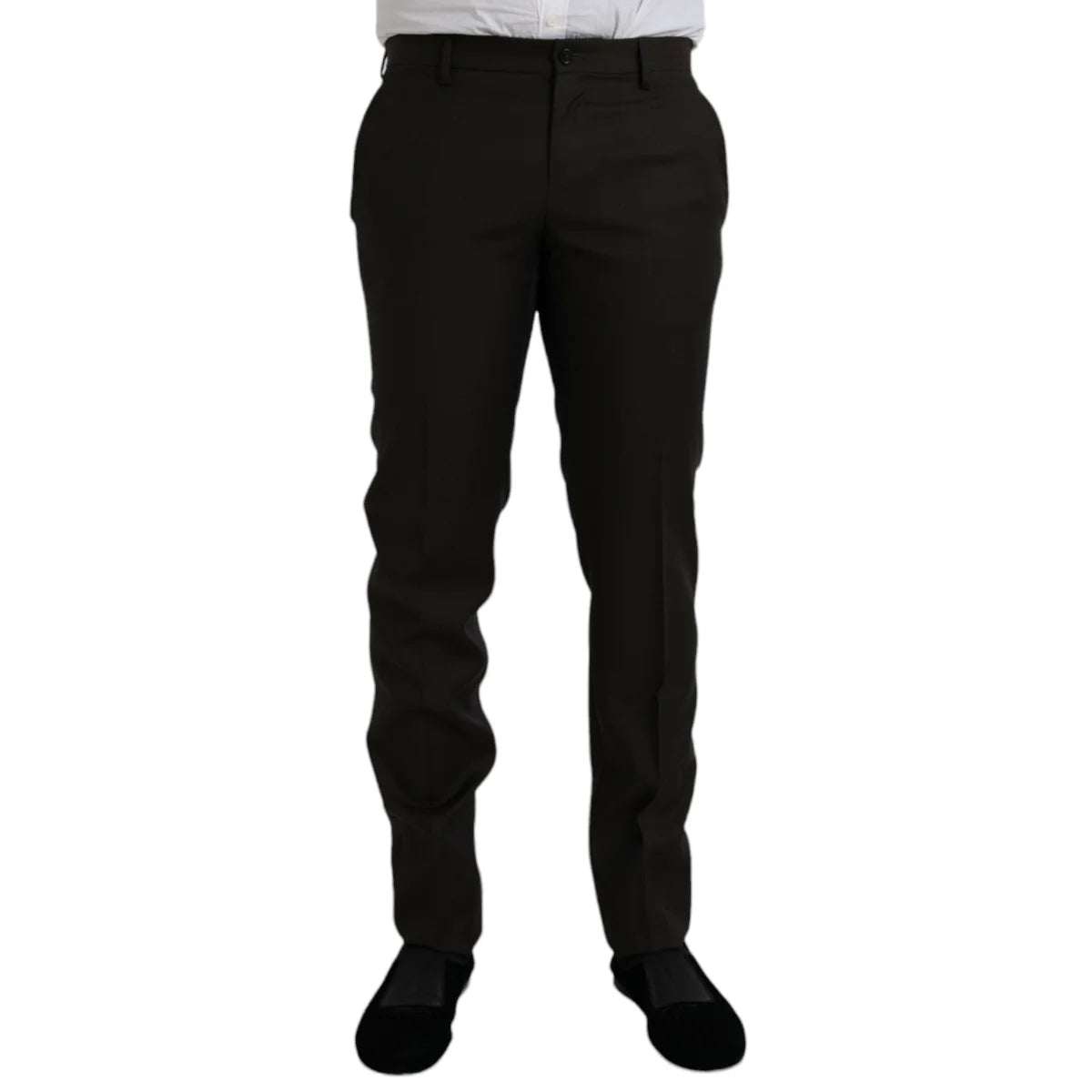 Dolce Gabbana Dark Brown Wool Dress Pants Slim Fit Authentic Style &