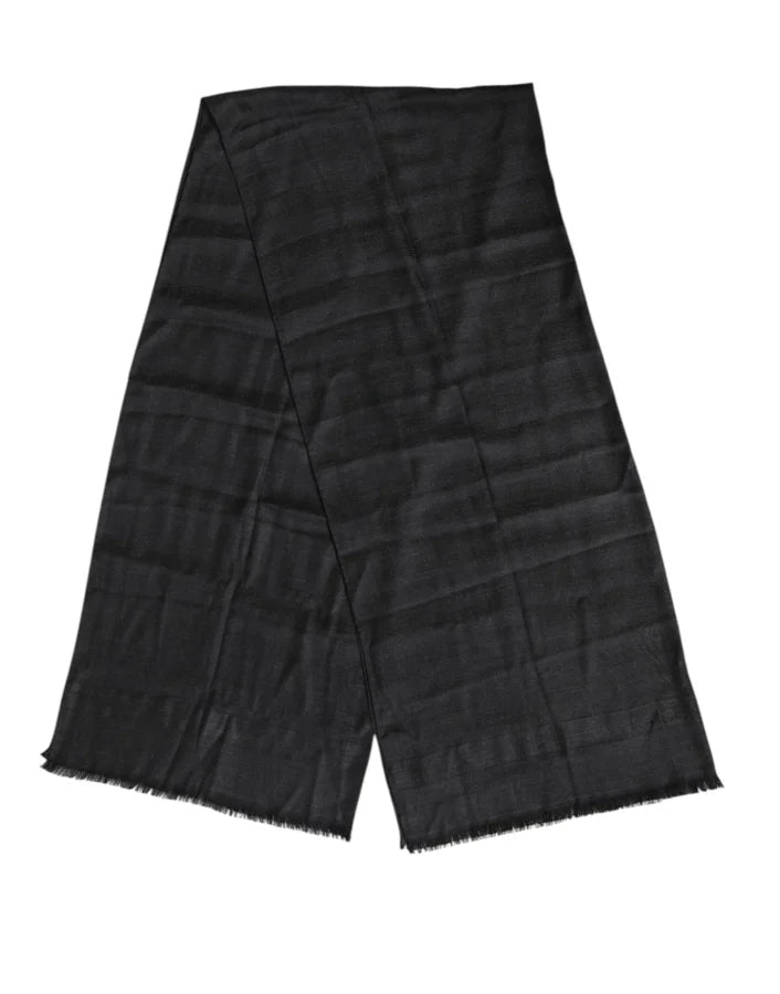 Dolce &amp; Gabbana Dark Gray Cashmere Fringes Neck Warmer Scarf