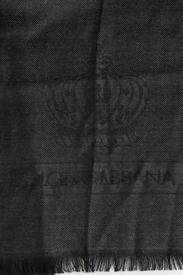 Dolce &amp; Gabbana Dark Gray Cashmere Fringes Neck Warmer Scarf