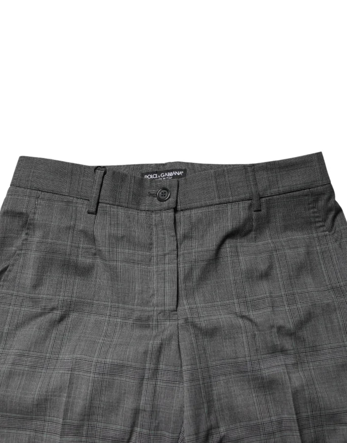 Dolce &amp; Gabbana Dark Gray Check Tartan VirginWool Dress Pants
