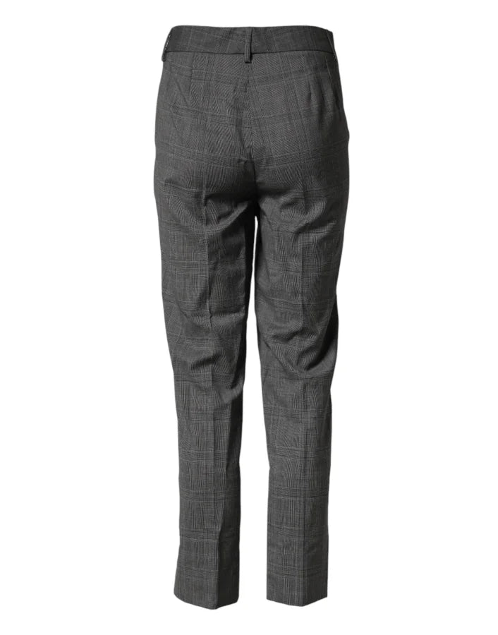 Dolce &amp; Gabbana Dark Gray Check Tartan VirginWool Dress Pants