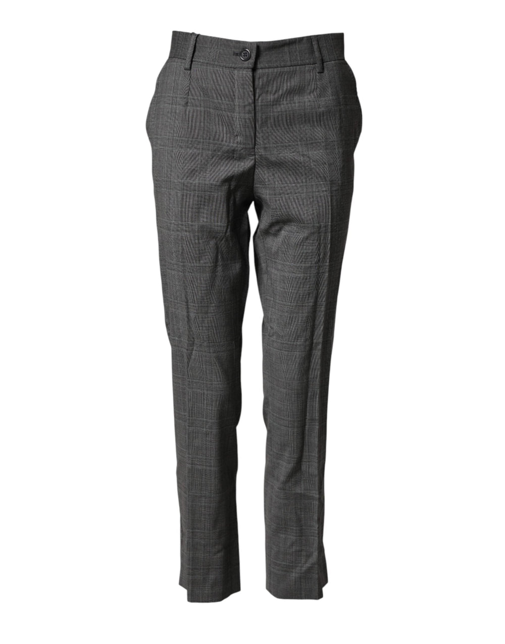 Dolce & Gabbana Dark Gray Check Tartan Virginwool Dress Pants