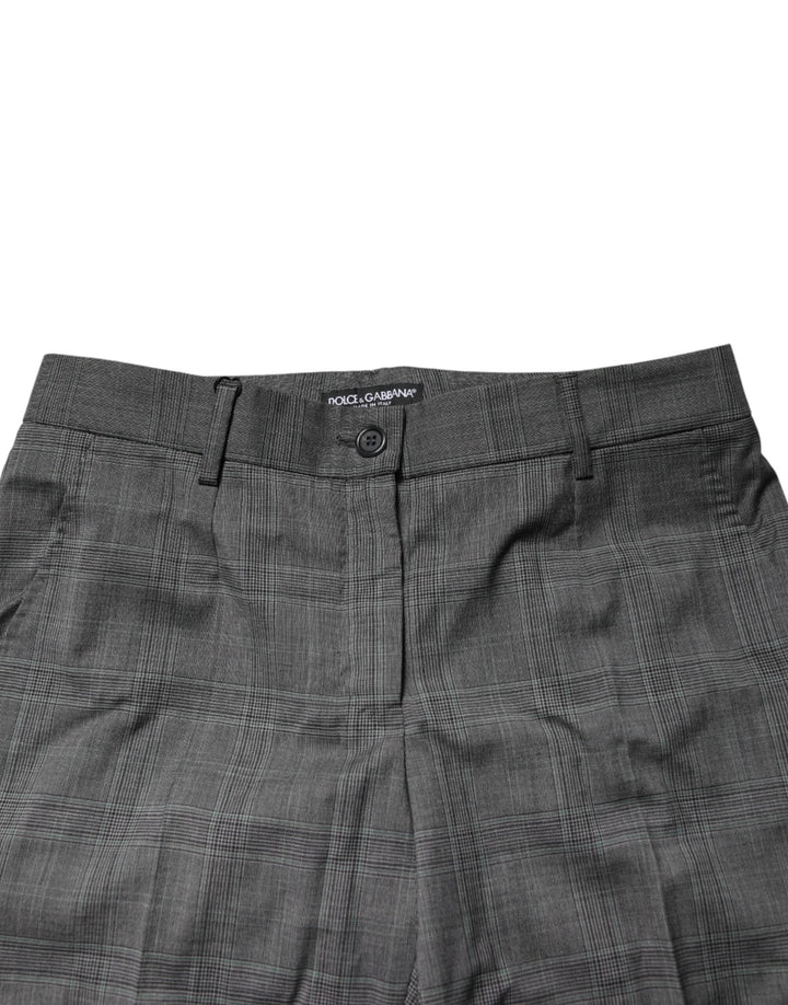 Dolce &amp; Gabbana Dark Gray Check Tartan Virginwool Dress Pants