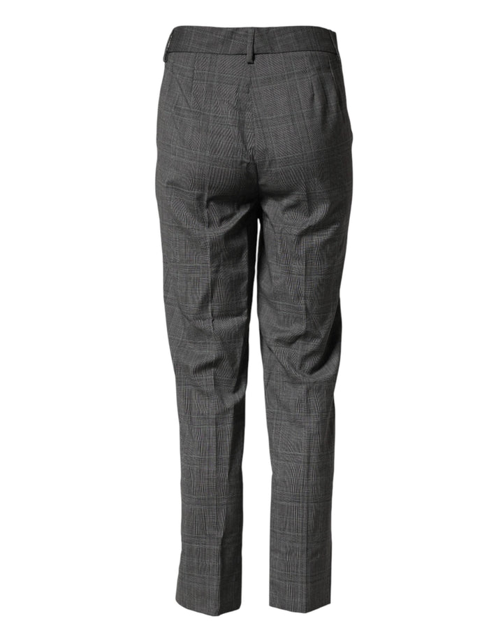 Dolce &amp; Gabbana Dark Gray Check Tartan Virginwool Dress Pants