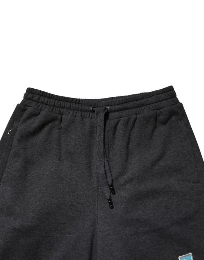 Dolce &amp; Gabbana Dark Gray Cotton Layered Straight Sweatpants Pants