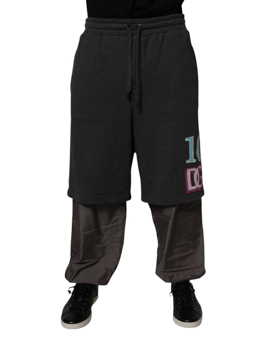Dolce &amp; Gabbana Dark Gray Cotton Layered Straight Sweatpants Pants