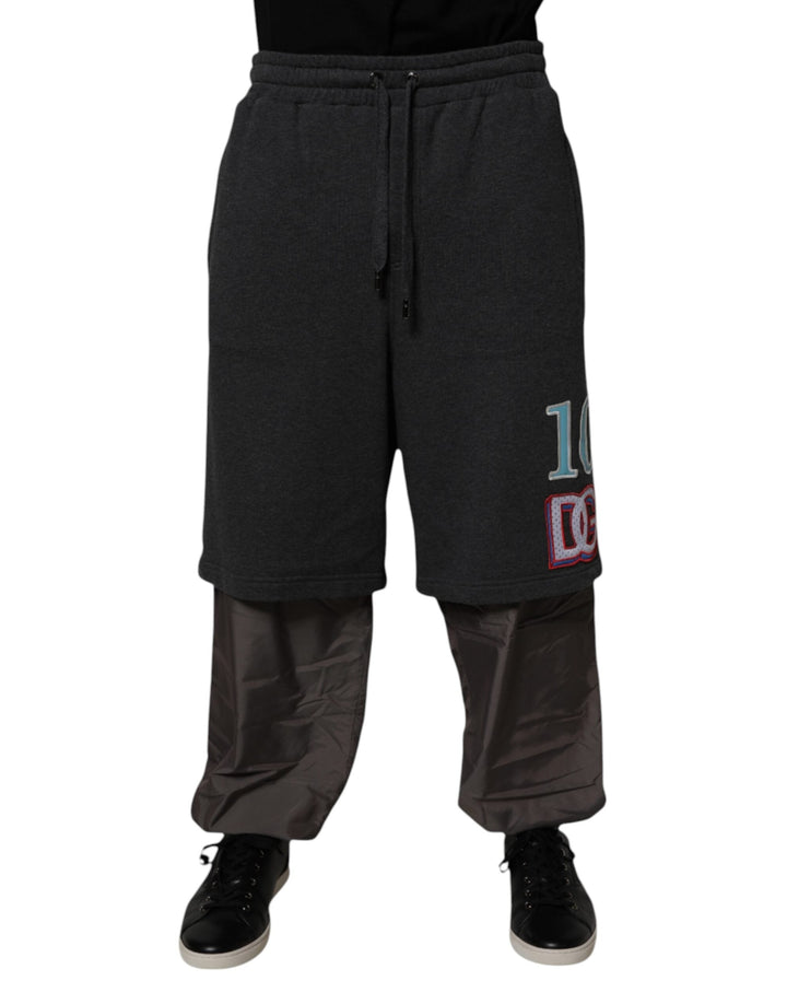 Dolce &amp; Gabbana Dark Gray Cotton Layered Straight Sweatpants Pants