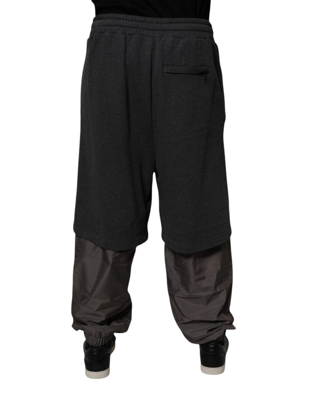 Dolce &amp; Gabbana Dark Gray Cotton Layered Straight Sweatpants Pants