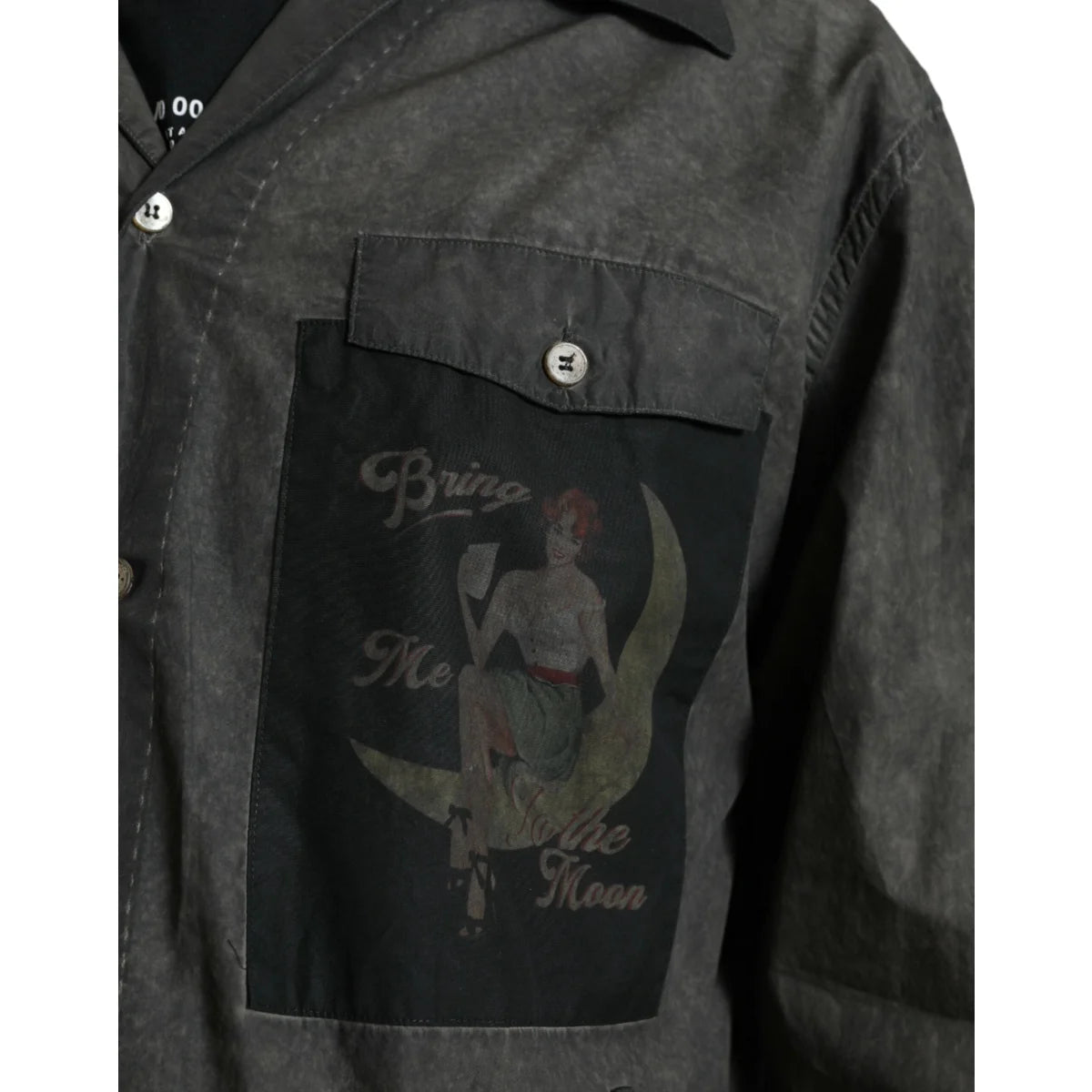 Dolce and Gabbana Dark Gray Cotton Shirt with Long Sleeves &