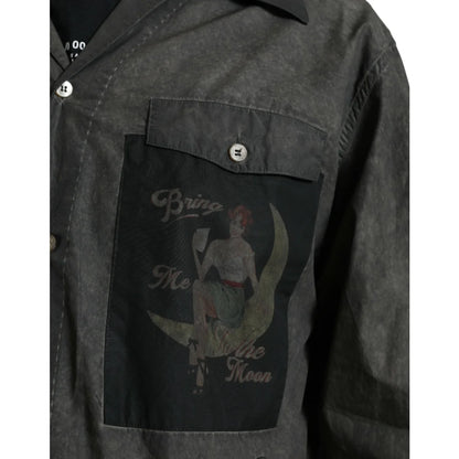 Dolce and Gabbana Dark Gray Cotton Shirt with Long Sleeves &