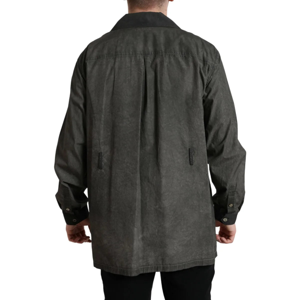 Dolce and Gabbana Dark Gray Cotton Shirt with Long Sleeves &