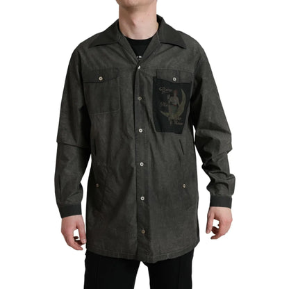Dolce and Gabbana Dark Gray Cotton Shirt with Long Sleeves &
