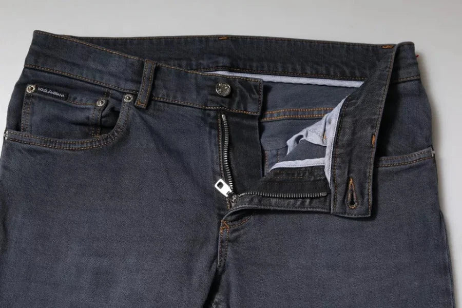 Dolce &amp; Gabbana Dark Gray Cotton Skinny Denim Jeans