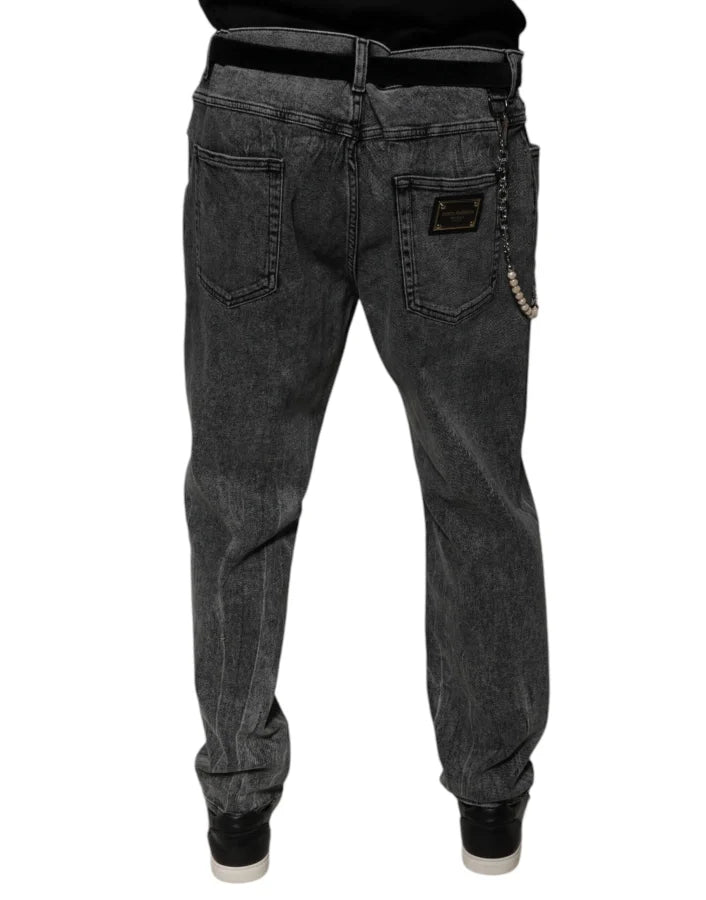 Dolce &amp; Gabbana Dark Gray Cotton Skinny Denim Jeans