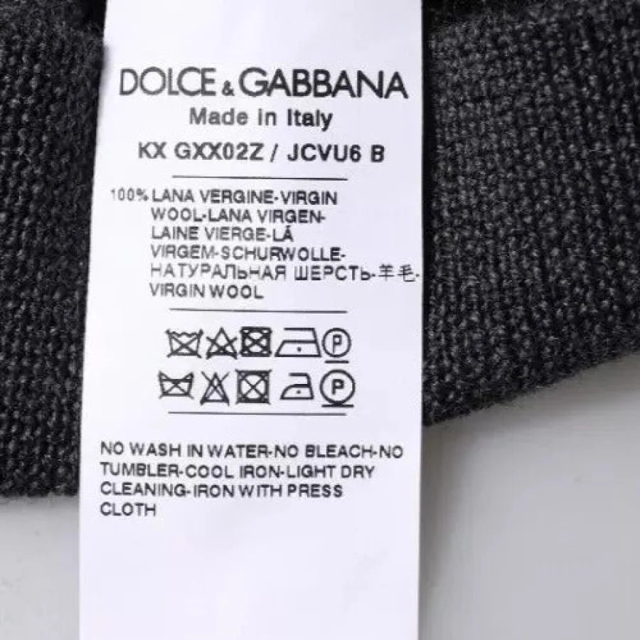 Dolce &amp; Gabbana Dark Gray DG Logo Crew Neck Pullover Sweater