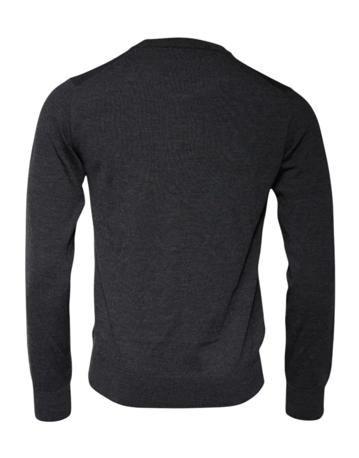 Dolce &amp; Gabbana Dark Gray DG Logo Crew Neck Pullover Sweater