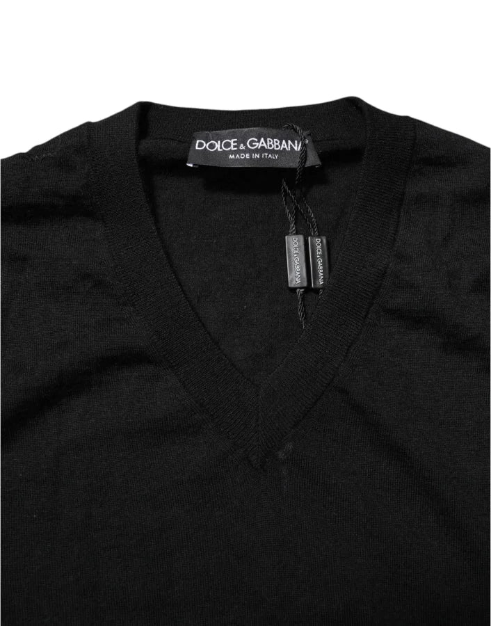 Dolce &amp; Gabbana Dark Gray Embroidered Logo Pullover Sweater