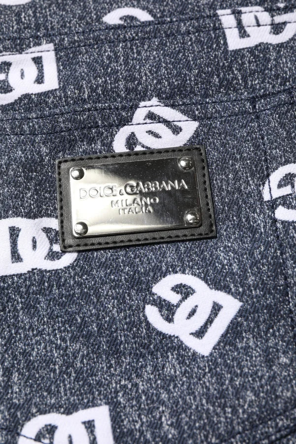 Dolce &amp; Gabbana Dark Gray Logo Cotton Skinny Slim Denim Jeans