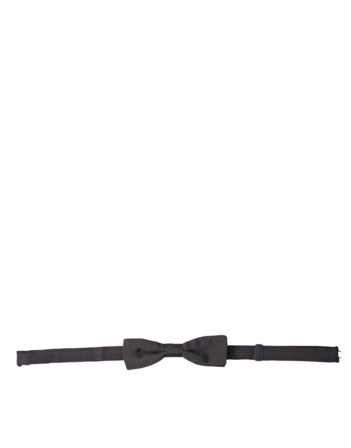 Dolce &amp; Gabbana Dark Gray Silk Adjustable Neck Men Papillon Bow Tie