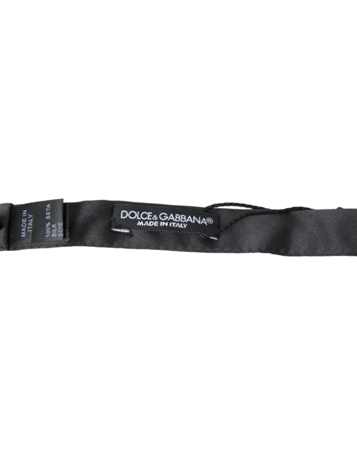 Dolce &amp; Gabbana Dark Gray Silk Adjustable Neck Men Papillon Bow Tie