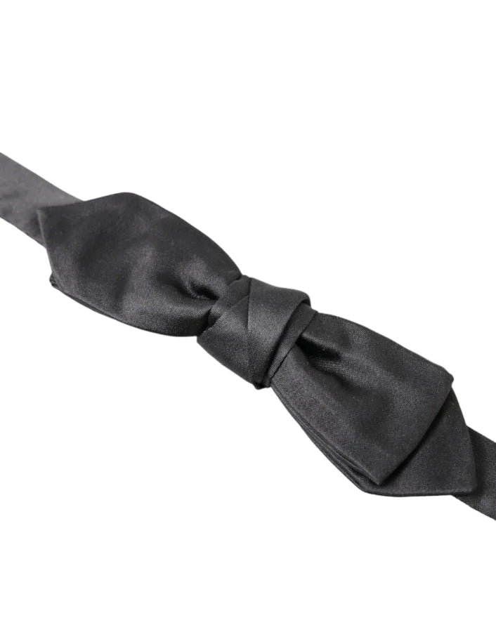 Dolce &amp; Gabbana Dark Gray Silk Adjustable Neck Men Papillon Bow Tie