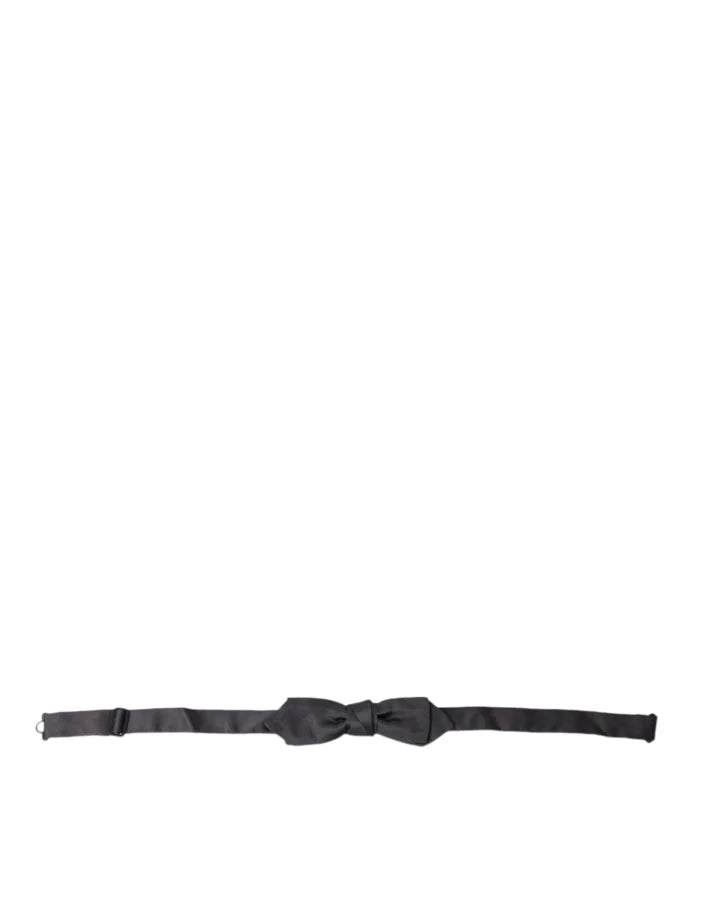 Dolce &amp; Gabbana Dark Gray Silk Adjustable Neck Men Papillon Bow Tie