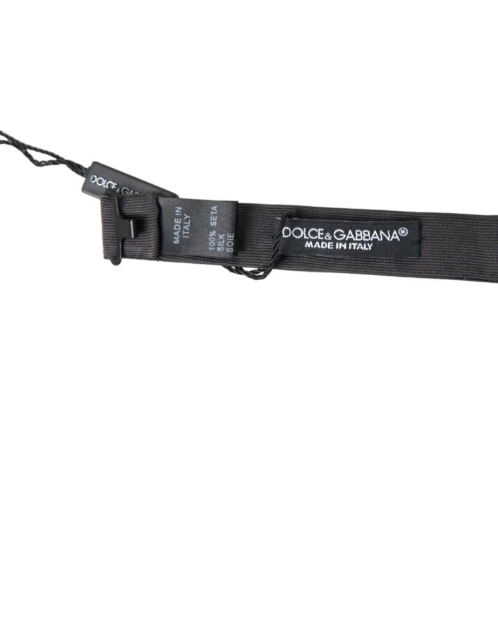 Dolce &amp; Gabbana Dark Gray Silk Adjustable Neck Men Papillon Bow Tie