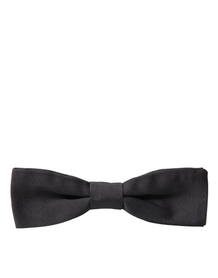 Dolce &amp; Gabbana Dark Gray Silk Adjustable Neck Men Papillon Bow Tie