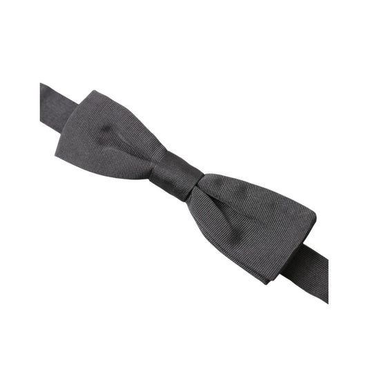 Dolce Gabbana Dark Gray Silk Bow Tie Opulence &