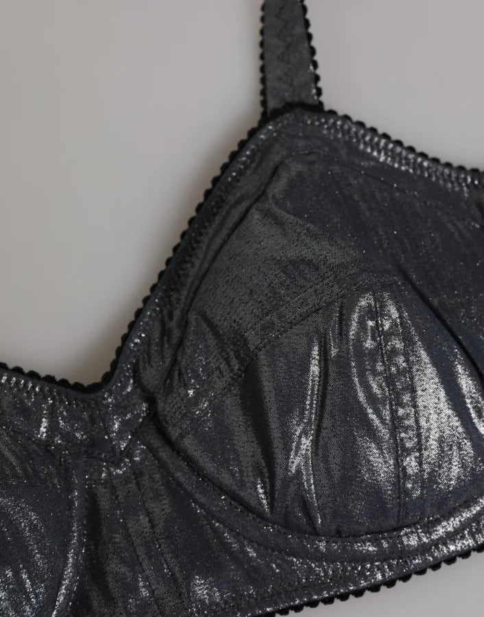 Dolce &amp; Gabbana Dark Gray Silk Stretch Balconcino Bra Underwear