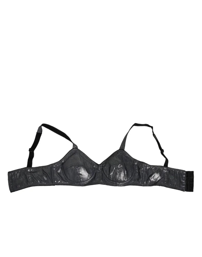 Dolce &amp; Gabbana Dark Gray Silk Stretch Balconcino Bra Underwear