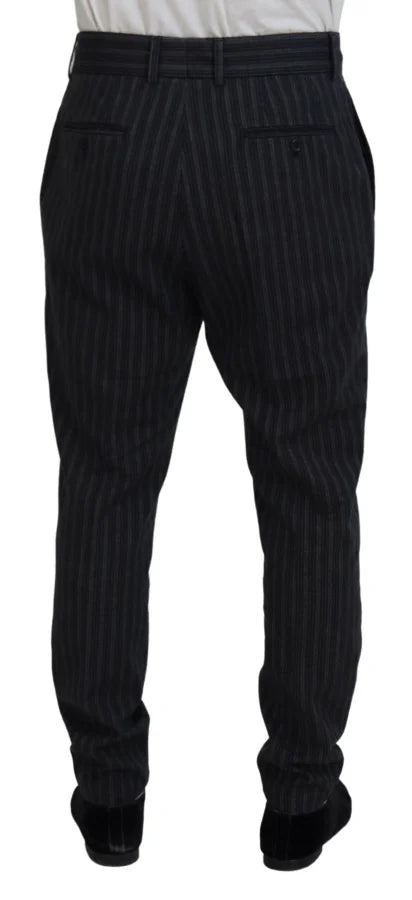 Dolce &amp; Gabbana Dark Gray Stripes Chino Dress Pants
