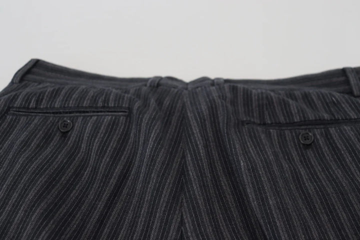 Dolce &amp; Gabbana Dark Gray Stripes Chino Dress Pants