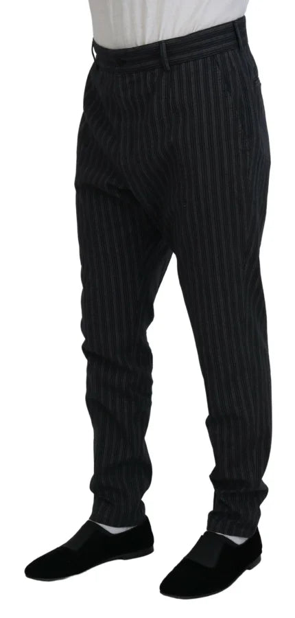 Dolce &amp; Gabbana Dark Gray Stripes Chino Dress Pants