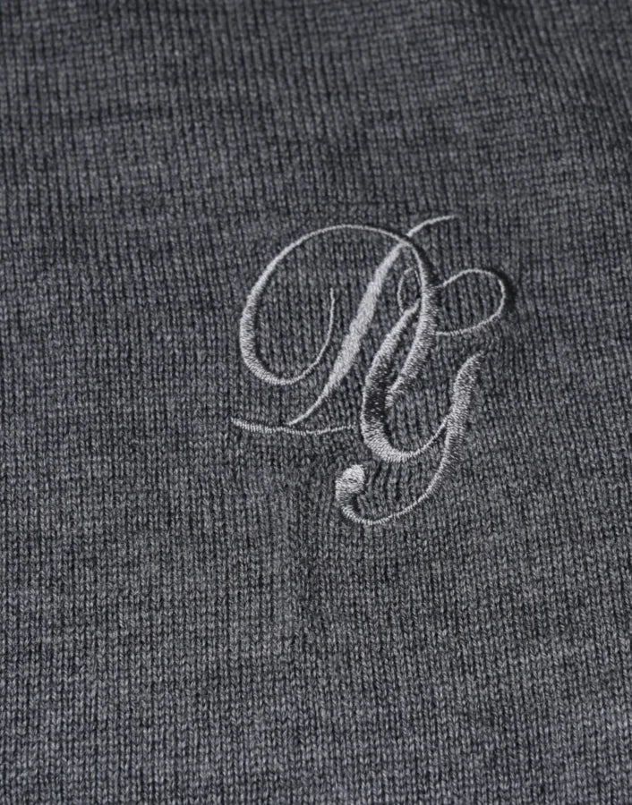 Dolce &amp; Gabbana Dark Gray Wool Crew Neck Pullover Sweater