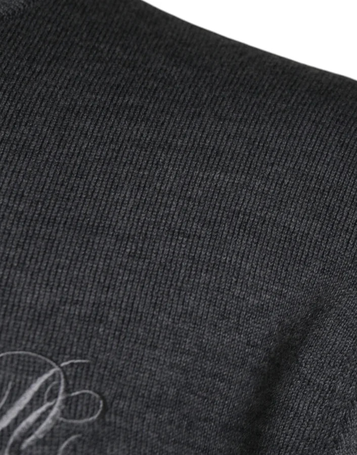 Dolce &amp; Gabbana Dark Gray Wool Crew Neck Pullover Sweater