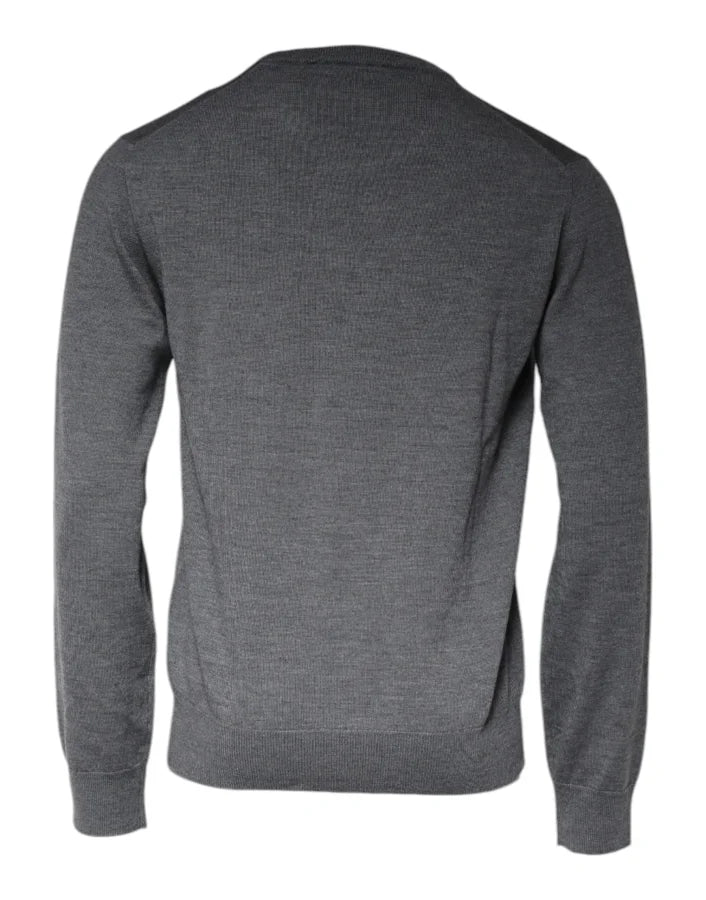 Dolce &amp; Gabbana Dark Gray Wool Crew Neck Pullover Sweater