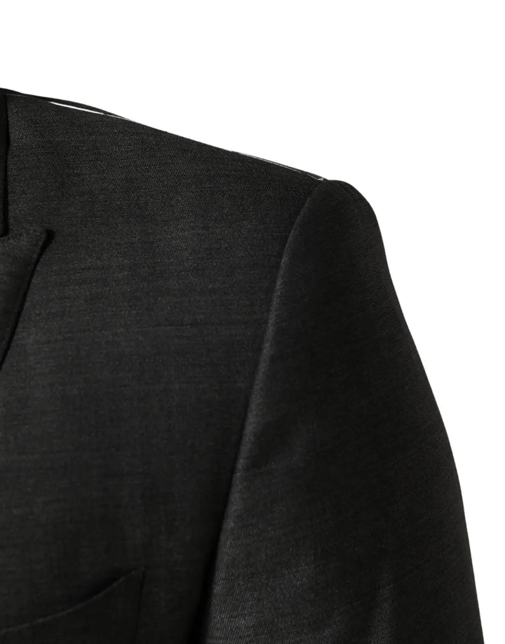 Dolce &amp; Gabbana Dark Gray Wool Slim Fit Coat Jacket Blazer