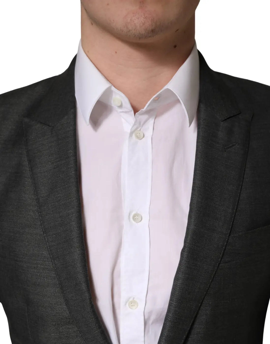 Dolce &amp; Gabbana Dark Gray Wool Slim Fit Coat Jacket Blazer