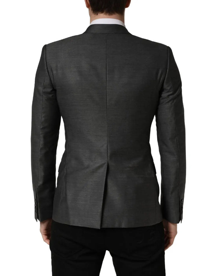 Dolce &amp; Gabbana Dark Gray Wool Slim Fit Coat Jacket Blazer