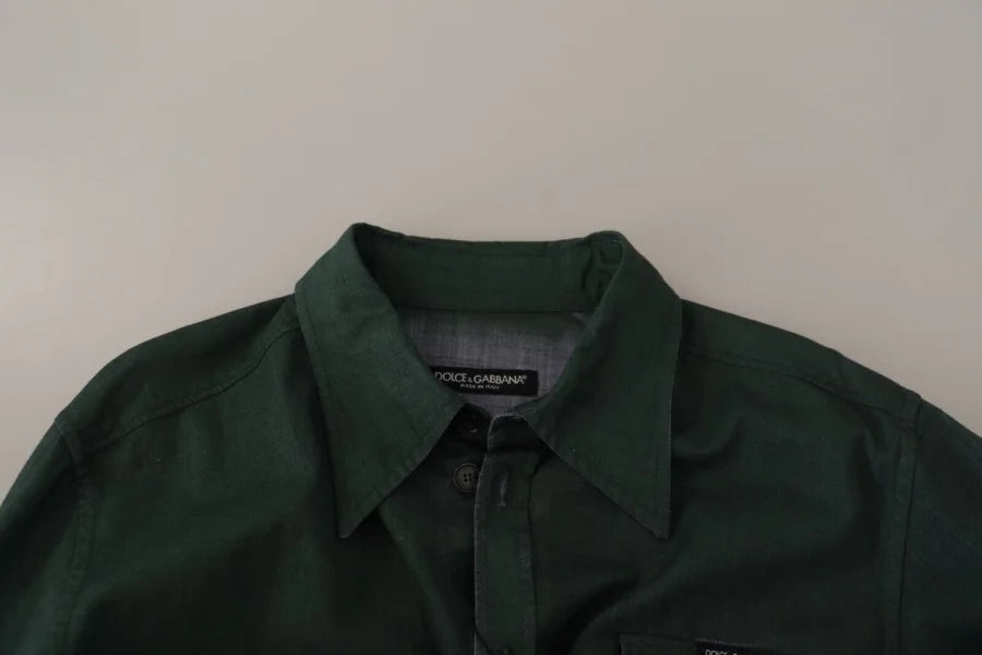 Dolce &amp; Gabbana Dark Green Button Down Long Sleeves Shirt