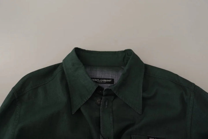 Dolce &amp; Gabbana Dark Green Button Down Long Sleeves Shirt