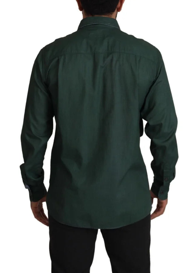 Dolce &amp; Gabbana Dark Green Button Down Long Sleeves Shirt