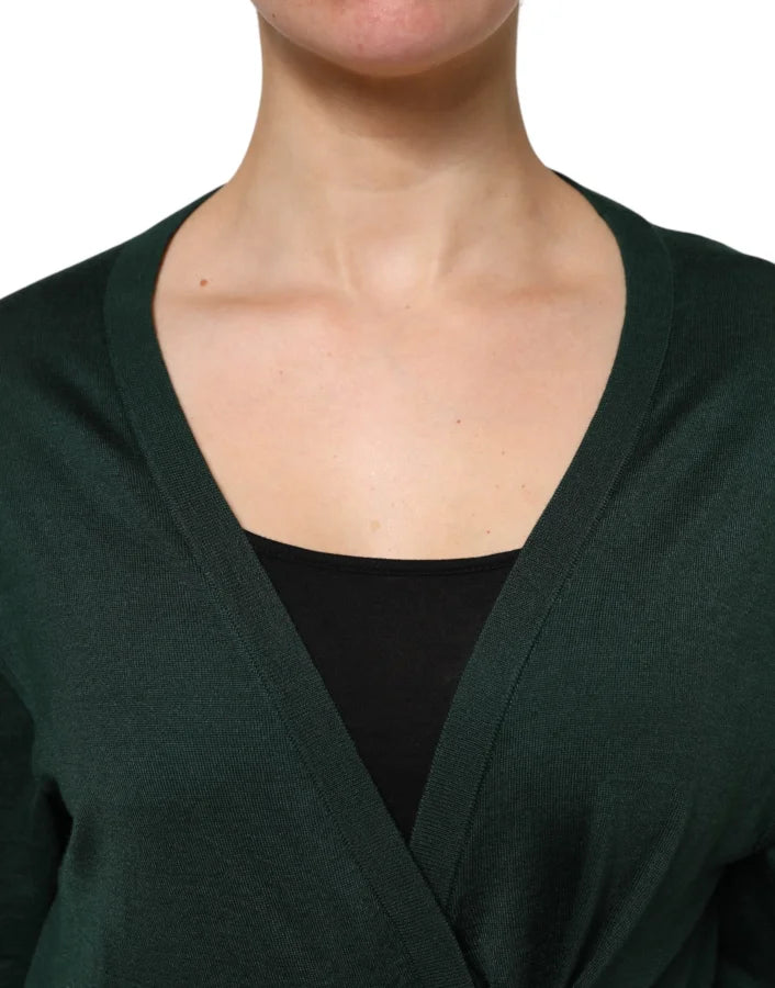 Dolce &amp; Gabbana Dark Green Cashmere Silk Cardigan Sweater