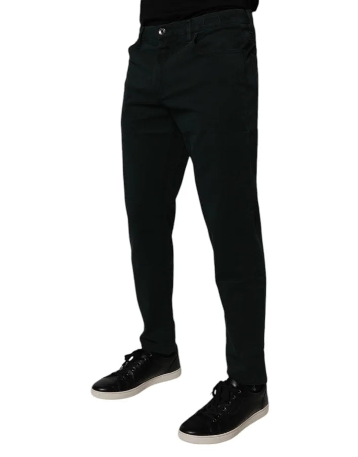 Dolce &amp; Gabbana Dark Green Cotton Loose Men Denim Jeans