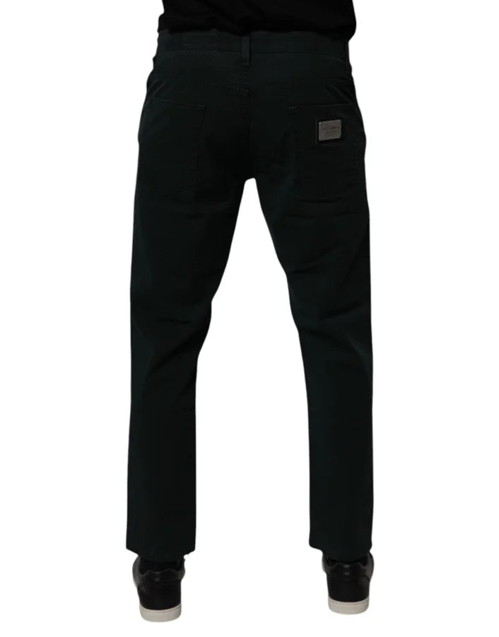 Dolce &amp; Gabbana Dark Green Cotton Loose Men Denim Jeans