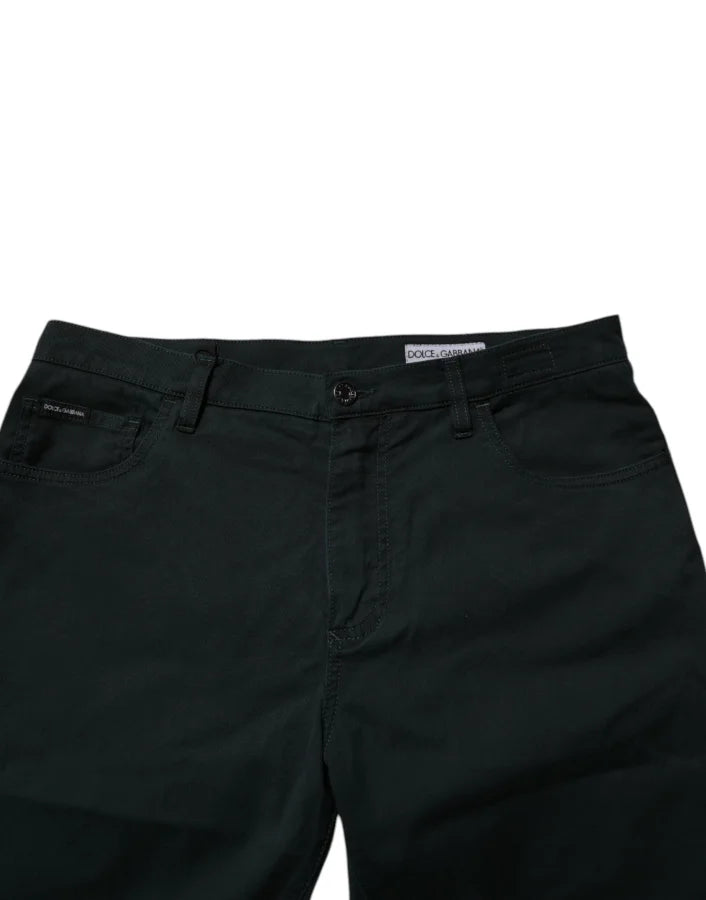 Dolce &amp; Gabbana Dark Green Cotton Loose Men Denim Jeans