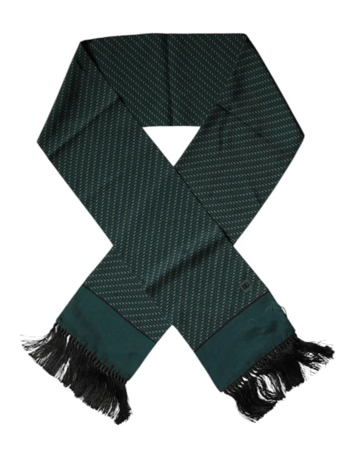 Dolce &amp; Gabbana Dark Green Fantasy Fringes Neck Wrap Scarf